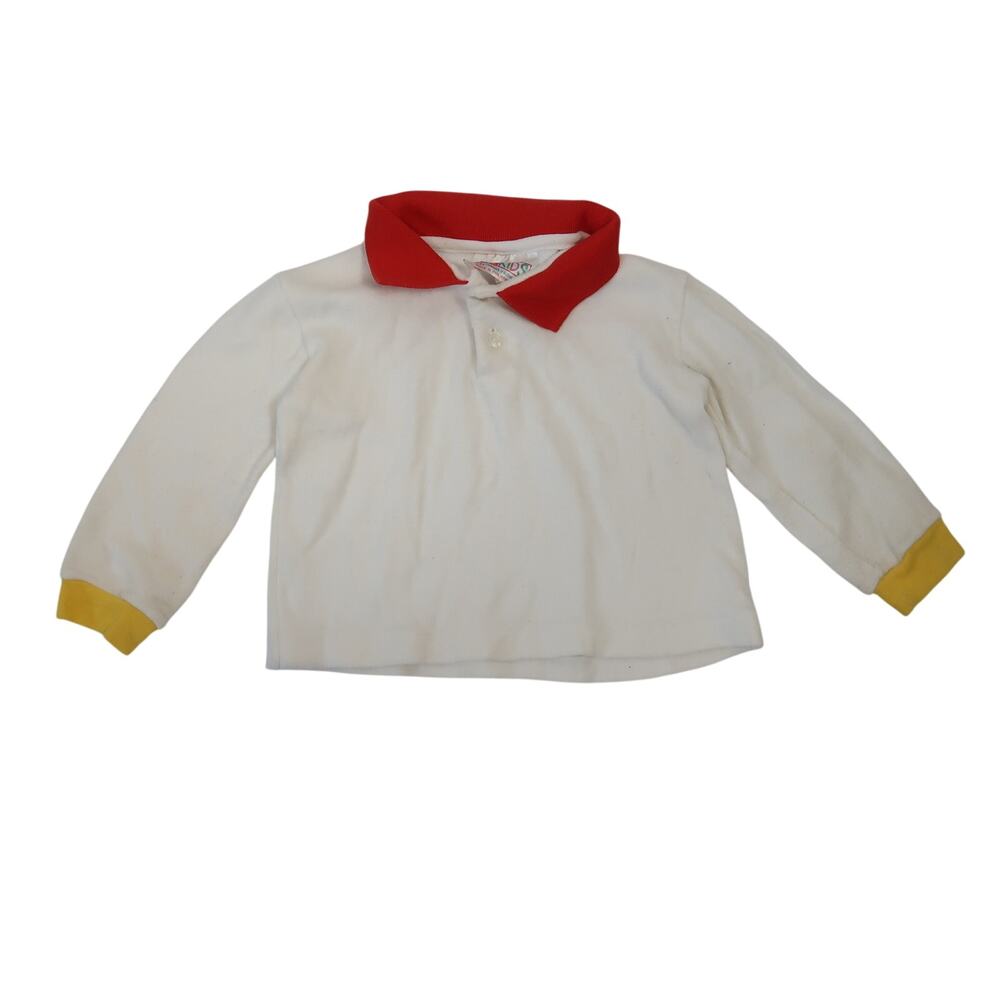 Vintage 90s McKids White Long Sleeve Polo Shirt 24 Months Toddler Boy